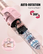 Farery 3-in-1 Interchangeable Automatic Rotating Curling Iron & Thermal Brush Set, 1'' /1.25'' Curling Iron, Automatic Hair Curler with 1.5'' Heating Round Curling Brush, 3 Temps Adjustable 300-410°F