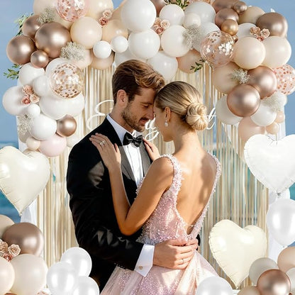 White and Champagne Gold Balloons Garland Arch Kit - Image 4