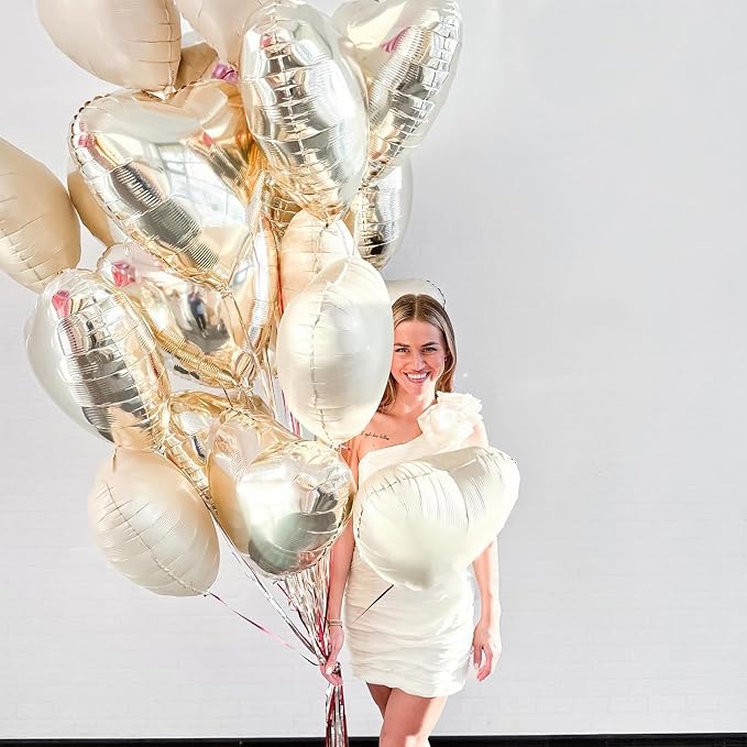 Champagne Gold Heart Balloons, 18Inch Helium Polyester Film Balloon - Image 6