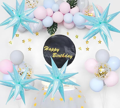 50pcs Iridescent Blue 26' Water Drop Foil Cone Mylar Balloons Holographic Blue - Image 3