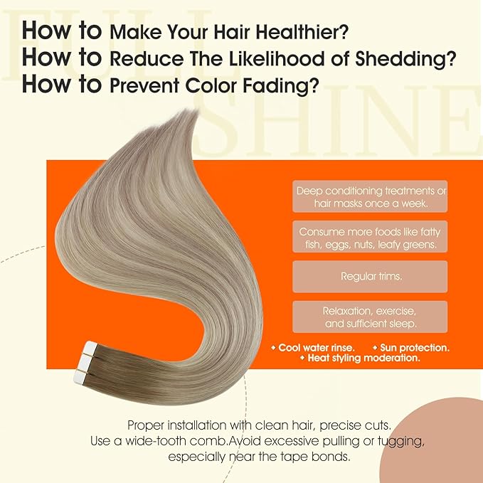 Full Shine Tape in Hair Extensions Color 8 Ash Brown Ombre 60 Blonde And 18 Ash Blonde Hair Extensions Real Remy Hair 16Inch Double Sided Extension 50G Invisible Straight Human Hair 20Pcs for Wedding