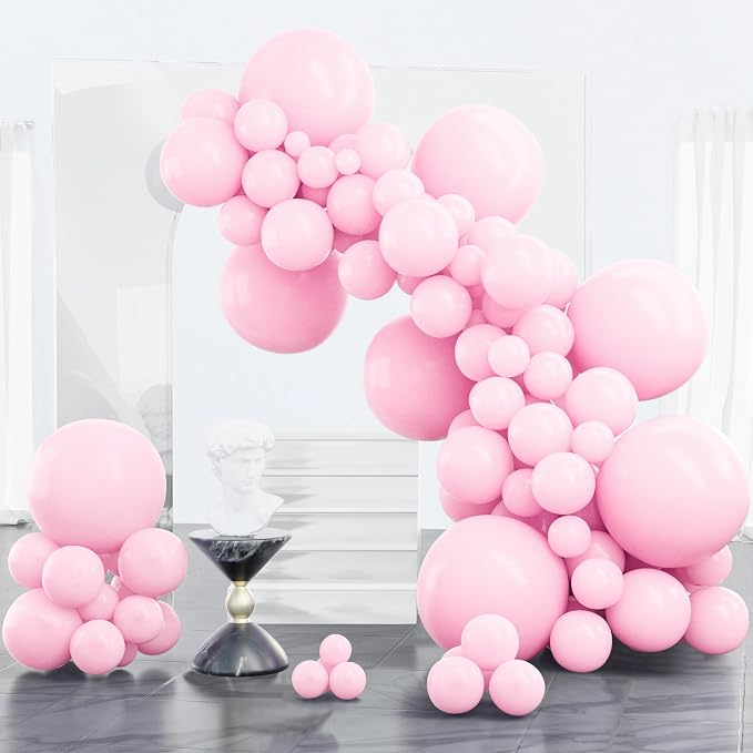 PartyWoo Baby Pink Balloons 100pcs Pastel Pale Light Pink Color | 18 12 10 5 by PartyWoo