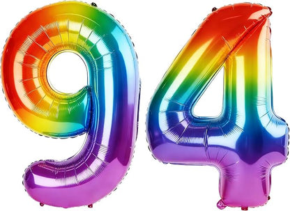 40 Inch Number 94 Balloons for 94th Birthday Party Decorations, 0-100 Rainbow by FOBELEC