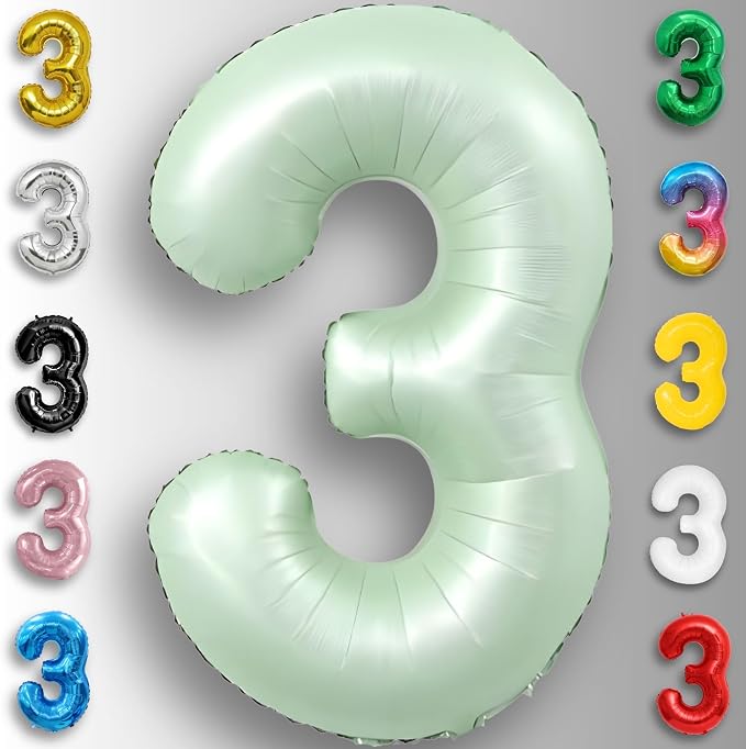 Green Number Balloon 3 Mylar Foil Balloons 32 inch - Image 6