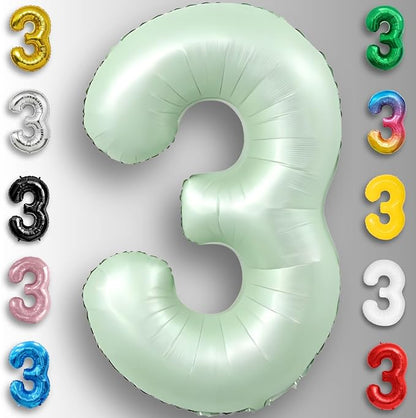 Green Number Balloon 3 Mylar Foil Balloons 32 inch - Image 6