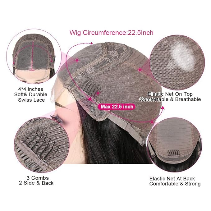 Long Wet and Wave Lace Front Wigs Human Hair 180% Density Brazilian Virgin Hair Water Wave Lace Closure Human Hair Wigs for Black Women Pre Plucked with Baby Hair Natural Color 34 Inch