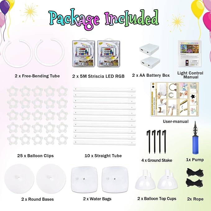 AerWo Lighted Balloon Arch Kit, Half Curved Balloon Arch Stand - Image 4