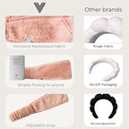 VOLO Spa Headband for Women | Hair Band for Makeup, Washing Face, Skincare, Shower & More | Ultra-Soft, Absorbent, Stretchy | Fits All Head Sizes | Microfiber | Luna Gray & Cloud Pink 2PK