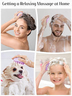 HEETA Scalp Massager Hair Growth, Soft Silicone Scalp Scrubber Shampoo Brush for Exfoliation, Dandruff Removal & Head Massage Stress Relax, Wet & Dry Use for Thick, Thin Hair Care, Wheat Straw Purple