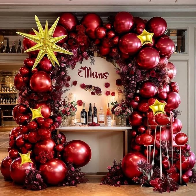 Double Stuffed Burgundy Balloon Arch - Image 2