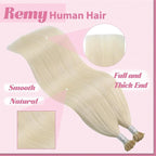 YoungSee I Tip Hair Extensions Human Hair Blonde Itip Human Hair Extensions Platinum Blonde 14 Inch 80s 50g Itip Hair Extension for Women I-Tip Extension Natural Looking