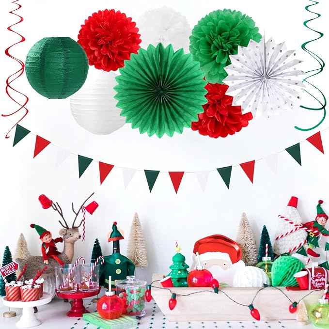 Red Green-White Christmas Party Decorations - Image 5