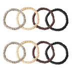 8 Set 100% Pure Mulberry Silk Hair-Friendly + Luxurious Elastic Skinny Scrunchies Travel Pouch Everyday Hair Ties Elastics Hair Care Ponytail Holder No Damage