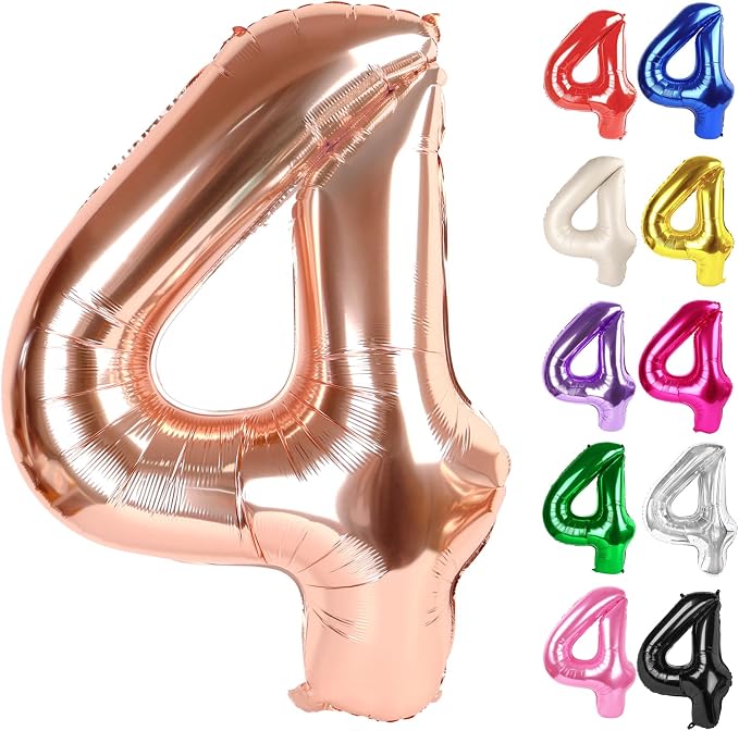 Rose Gold Number 4 Balloon 40 Inch by IWERP