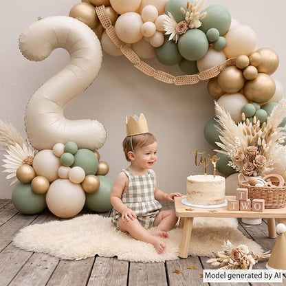 Cream Number 2 Balloon 40 Inch, Foil Numeral - Image 6