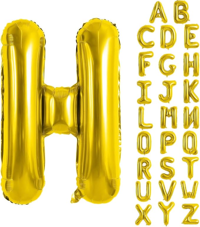 Gold Letter Balloons 40 Inch Large Letter H Balloon Aluminum | Foil Mylar Big by YUNSHANGMO