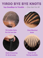 YIROO Bye Bye Knots Glueless Water Wave and Jerry Curly Drawstring Wig Human Hair, 7x5 Pre Cut Lace Front Glueless Wigs Pre Bleached Pre Plucked Wear and Go Wig for Women 150% Density 16Inch