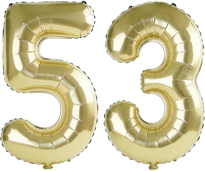 40 Inch Number 53 Balloons for 53rd Birthday Party Decorations, 0-100 Champagne by FOBELEC
