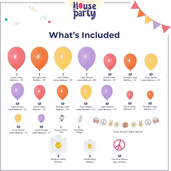 HOUSE OF PARTY Rainbow Balloon Arch Kit – 140Pcs Assorted Color Balloon Garland - Image 2
