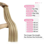YoungSee 100G Weft Hair Extensions Human Hair Short Hair Weft Extensions Golden Blonde Highlighted Light Blonde Sew in Hair Extensions Real Human Hair for Short Hair 14Inch