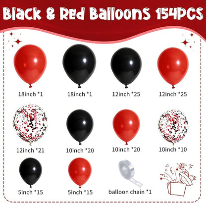 154 PCS Red and Black Balloon Arch Kit, Different Sizes - Image 2