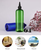 Hair Color Applicator, 16 Ounce 2 Pack Squeeze Bottles for Hair - PET Plastic Refillable With Twist Top Cap - Green and Blue
