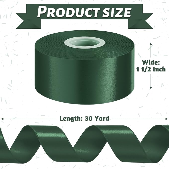 30Yards 1 1/2In Dark Green Ribbon - Image 2