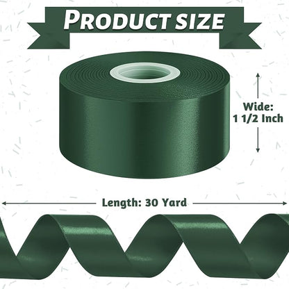 30Yards 1 1/2In Dark Green Ribbon - Image 2