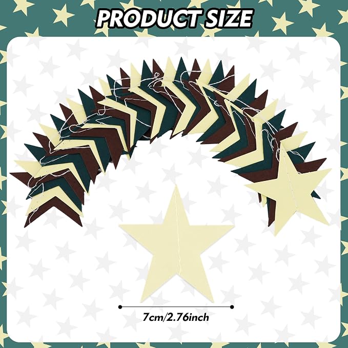 BEISHIDA 6Pcs Green and Brown Star Garland Decor Twinkle Paper Star Streamers - Image 3
