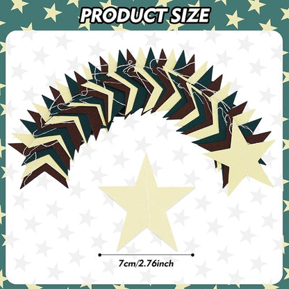 BEISHIDA 6Pcs Green and Brown Star Garland Decor Twinkle Paper Star Streamers - Image 3