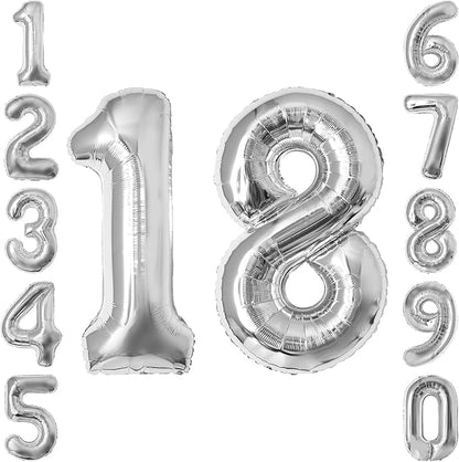 Silver Number 18 Balloon 40 Inch, Sleek Foil by Unknown