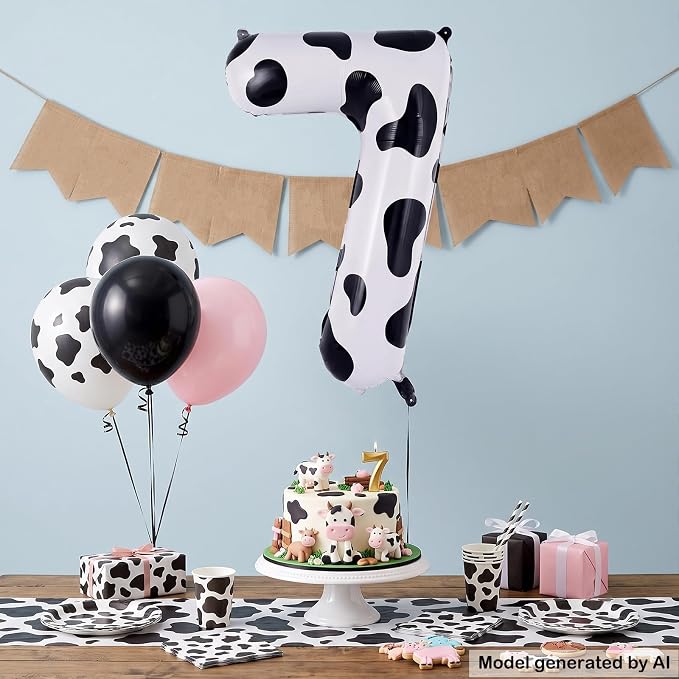 40" Cow Print Foil Number 7 Balloon - Image 3