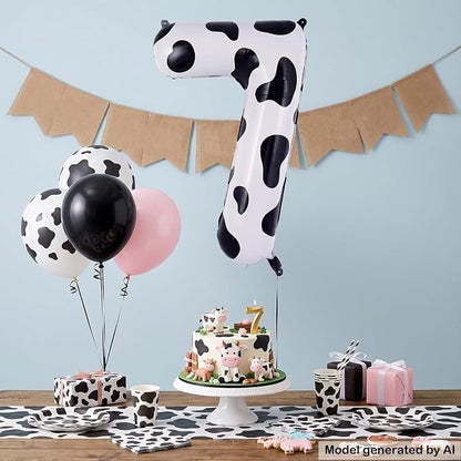 40" Cow Print Foil Number 7 Balloon - Image 3