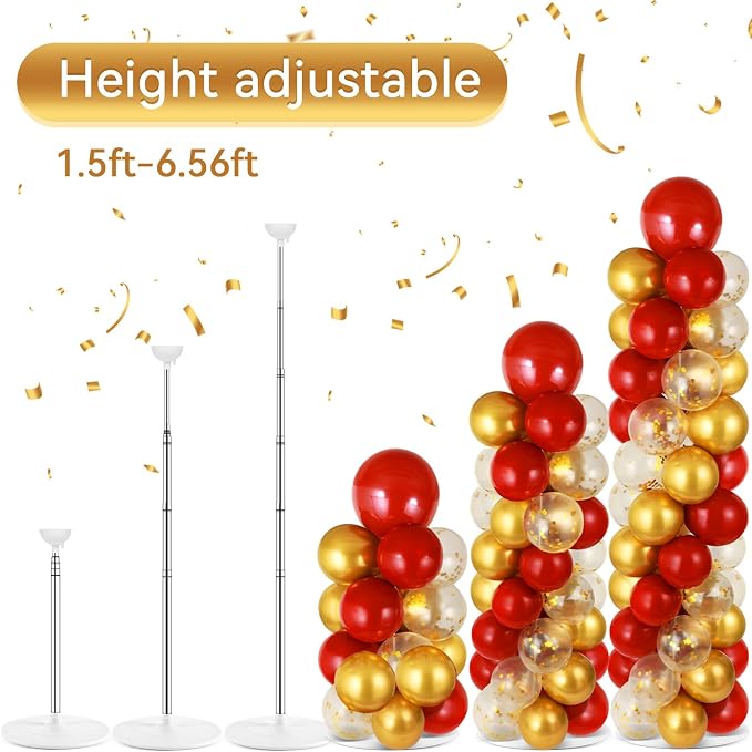 2 Sets Red Gold Balloon Column Stand Kit - Image 4
