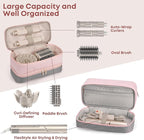 Travel Carrying Case for Shark Flexstyle FlexFusion Revlon Hair Dryer Airwrap, Portable Double Layer Shark Hair Tools Storage Organizer Bag for Airwrap Styler and Attachments, Pink Gray-Bag Only
