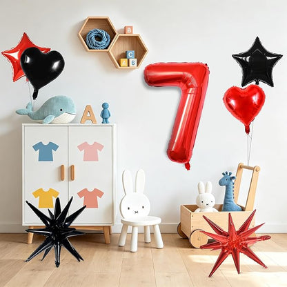TONIFUL 7th Birthday Balloons Kit 40 Inch Red Large Number 7 Foil Balloon | - Image 4