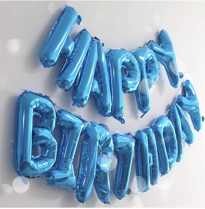 16" Blue Letter Number Balloons, Happy Birthday & 2 Sets of A-Z 0-9, Foil Mylar - Image 8