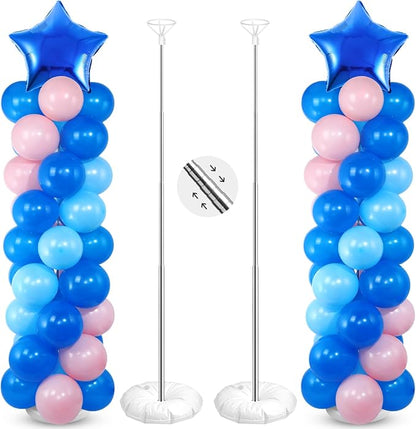 Seematn 2 Sets Pastel Blue and Pink Balloon Column Stand Kit by Seematn