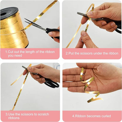 500 Yards Curling Crimped Ribbon Gold Balloon String Shiny Metallic Roll - Image 3