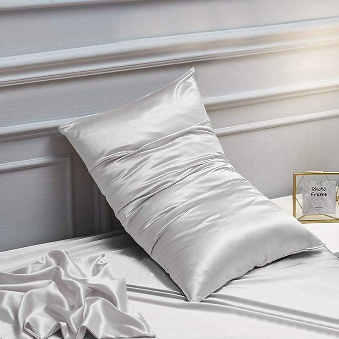 NTBAY 2 Pack Satin King Pillowcases for Hair and Skin, Luxurious and Silky Pillow Cases with Envelope Closure, 20x40 Inches, Silver Grey