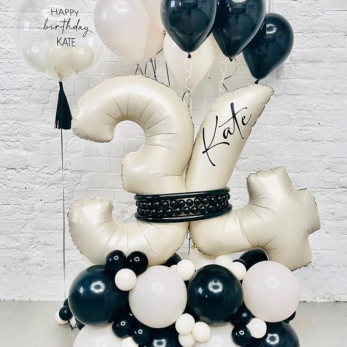 40 Inch Beige Numbers Balloons 3, Large Self Inflating Cream White Digit 3 - Image 4