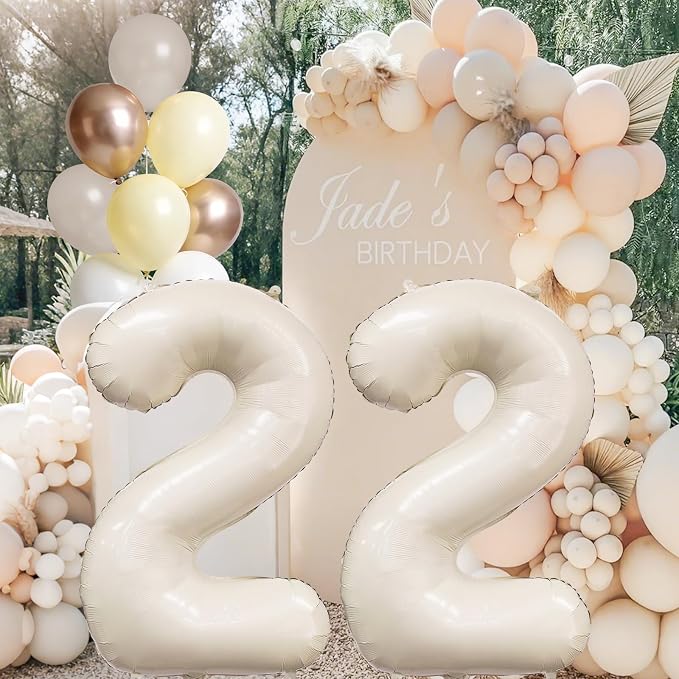 Cream Number 2 Balloon 40 Inch Beige Nude Number 2 Balloon - Image 4
