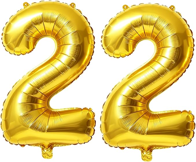 40 Inch Number 22 Balloons for 22nd Birthday Party Decorations, 0-100 Gold by FOBELEC