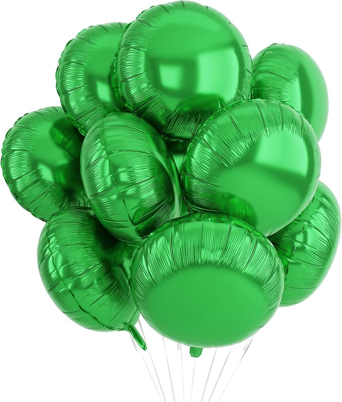 20PCS Green Round Shaped Balloons, 18 Inch Round Foil Balloon, Giant Round by Paready