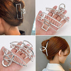 Large Metal Butterfly Hair Clips with Teeth - Big Jaw Grip Clamps for Thick Hair, Non-Slip Silver Clamps for Women