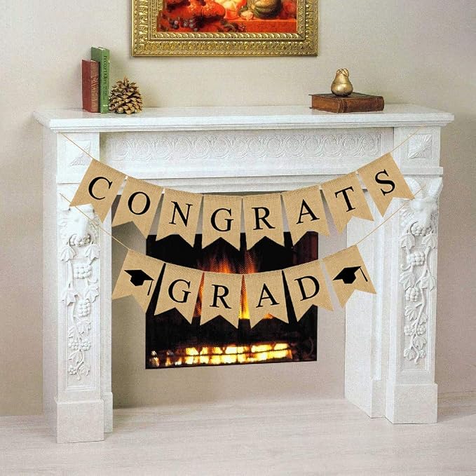 Congrats Grad Burlap Graduation Banner 2026 Congrats Grad Banner Garland No DIY - Image 6