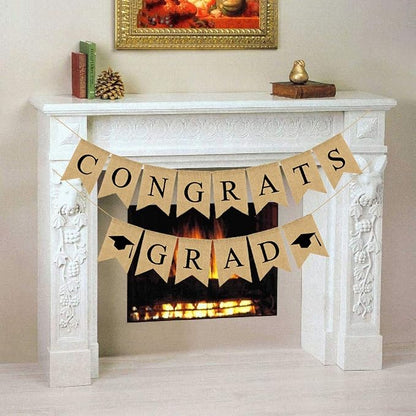 Congrats Grad Burlap Graduation Banner 2026 Congrats Grad Banner Garland No DIY - Image 6
