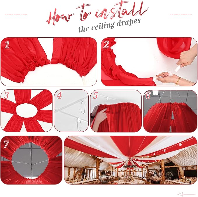 Showgeous 6 Panels Red Ceiling Drapes - Image 7