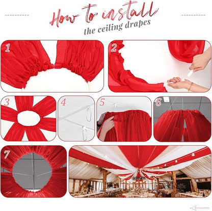 Showgeous 6 Panels Red Ceiling Drapes - Image 7