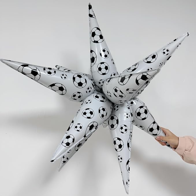 4D Soccer Ball Balloons 32 Inch/Black White Soccer Explosion Star Foil Balloons - Image 6